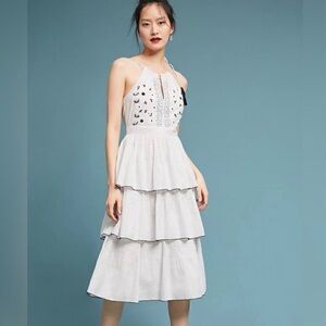 Anthropologie Kopal 3 Tiered ruffle cotton dress with halter top size M